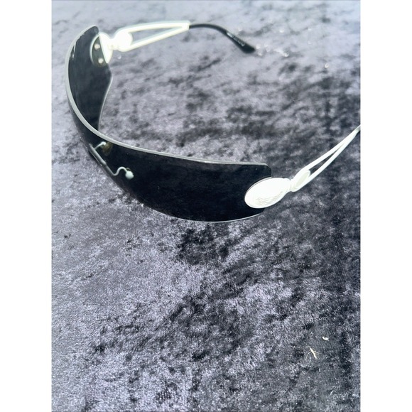 VERSACE Y2K White Rimless Metal MEDUSA Wraparound  Oversized Shield Sunglasses main image 8
